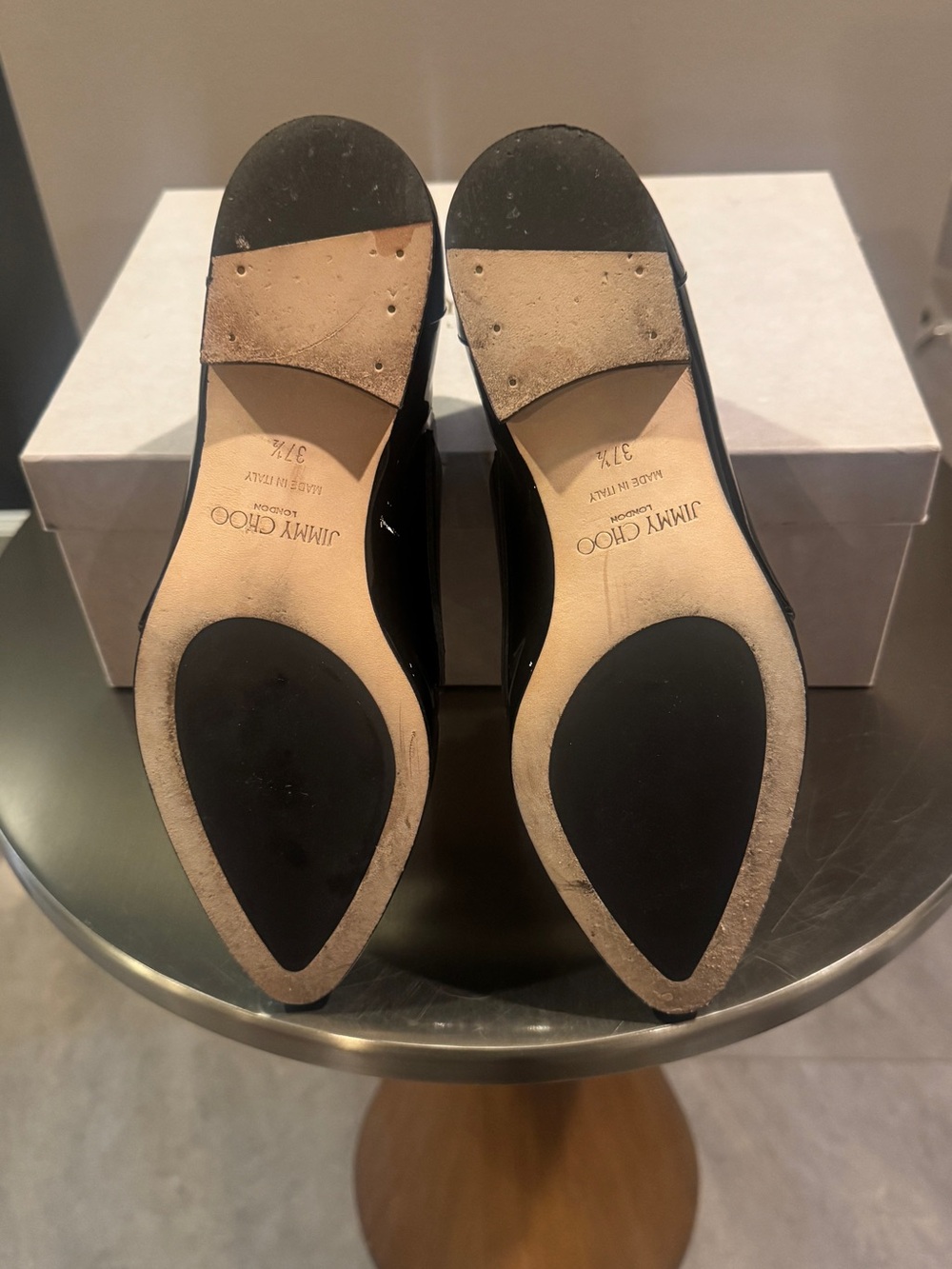 Jimmy Choo Black & White Patent/Textured Leather Shoes – Size 37.5 - Picture 7 of 7